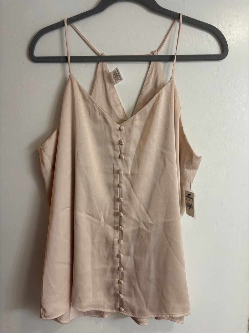 Express  champagne Sleeveless Button-Front satin Cami Top